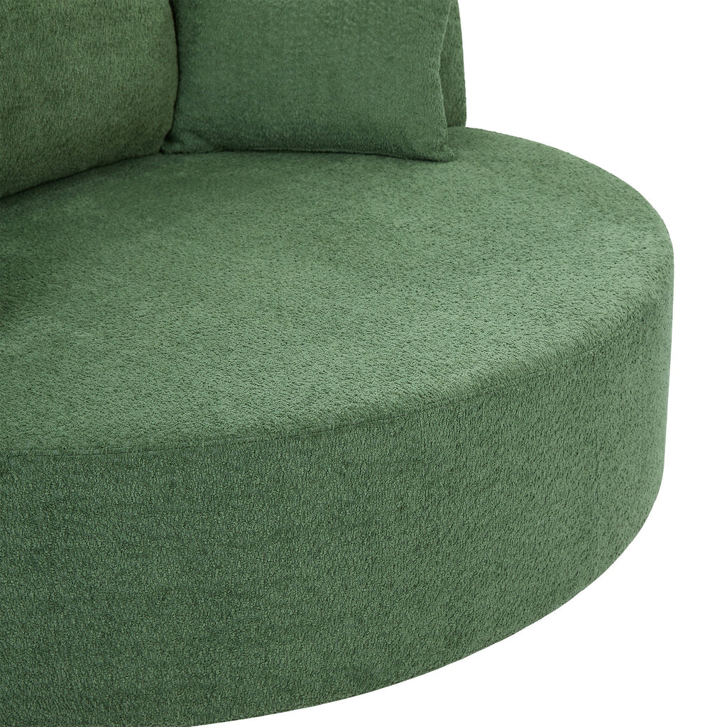 Modern 360° Swivel Accent Barrel Chair with Removable Pillows in Green Chenille for Living Room and Office
