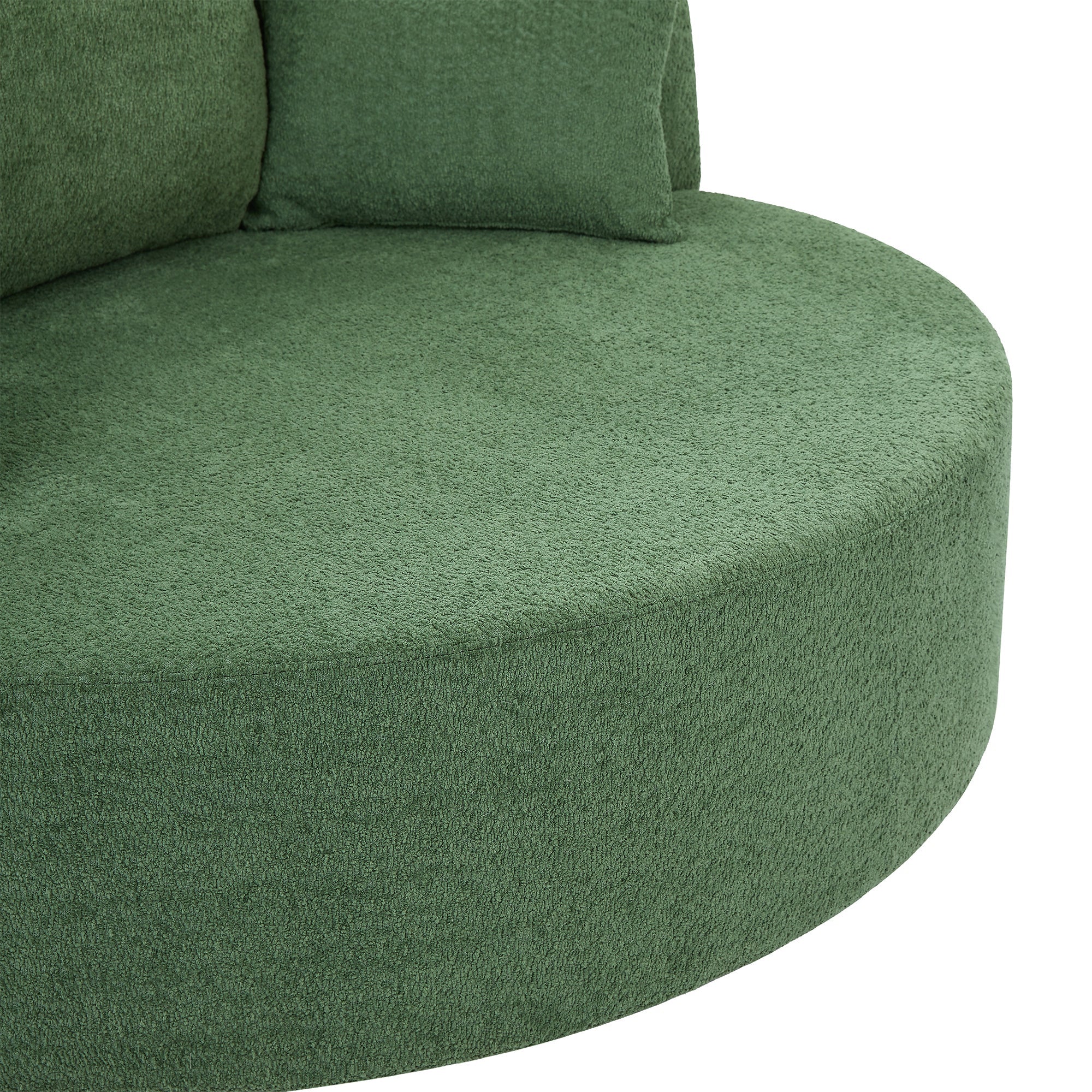 Modern 360° Swivel Accent Barrel Chair with Removable Pillows in Green Chenille for Living Room and Office