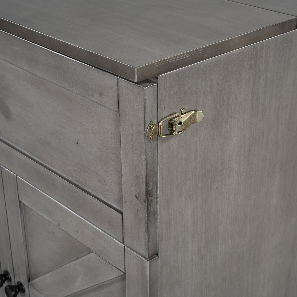 Queen Size Murphy Bed with Large Drawers & USB Ports,Brushed Gray