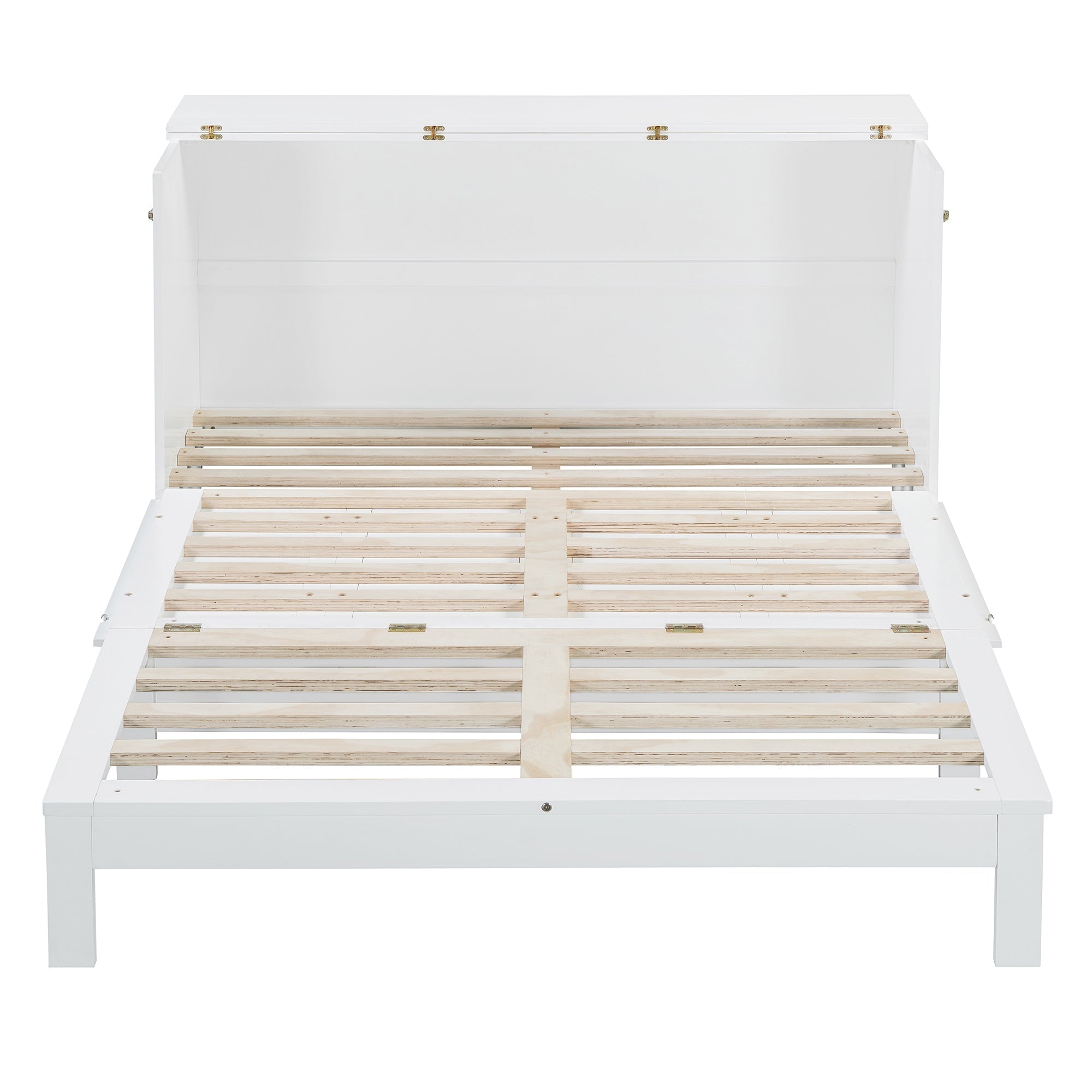 Queen Size Murphy Bed with Large Drawers, White