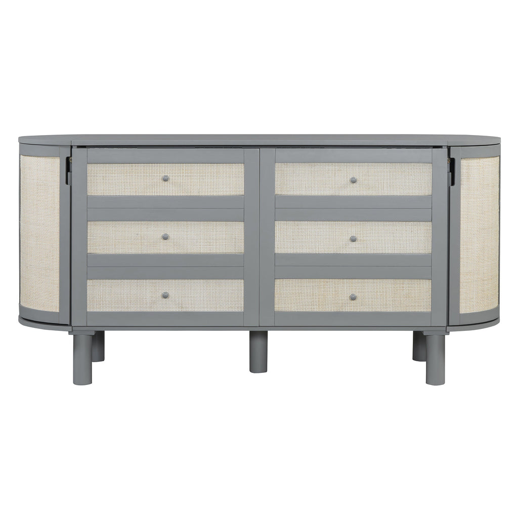 Queen Murphy Bed with Hidden Storage & Modern Woven Design,Gray