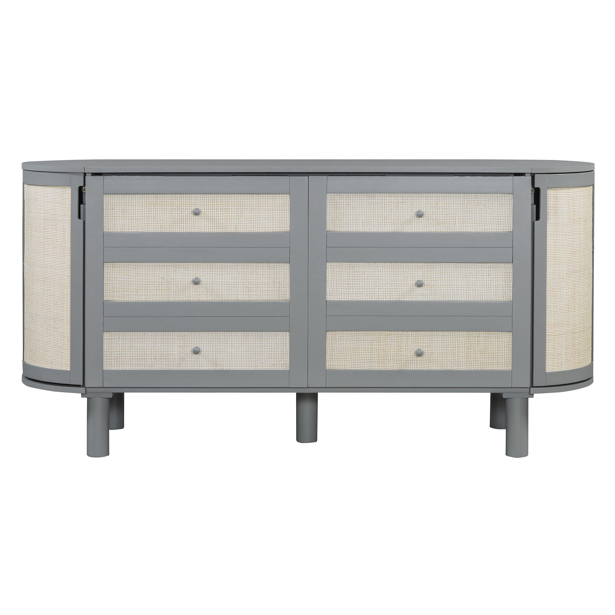 Queen Murphy Bed with Hidden Storage & Modern Woven Design,Gray