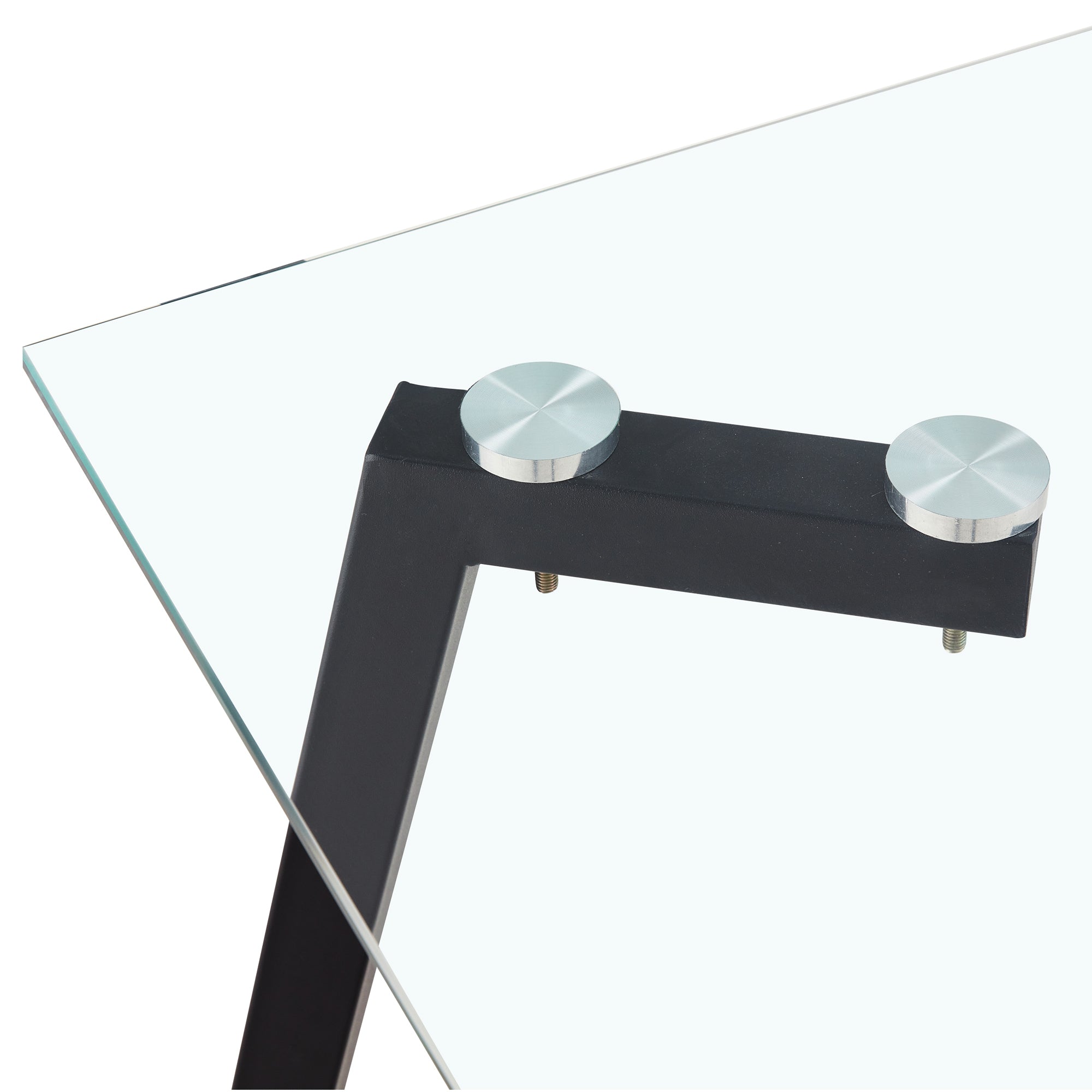 Modern Minimalist Rectangular Glass Dining Table with 0.31' Tempered Glass Tabletop and Black Coating Metal Legs, Writing Table Desk, for Kitchen Dining Living Room, 51' W x 31'D x 30' H.W1151S01839
