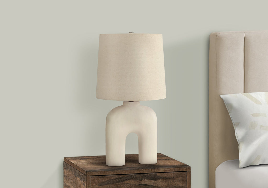 Lighting, 25'h, Table Lamp, Cream Resin, Beige Shade, Modern