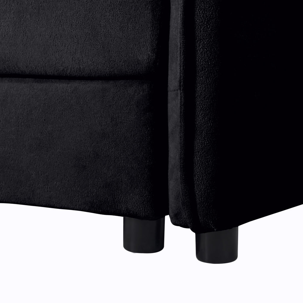 Deep Seat Sectional Cloud Sofa with 2 Ottomans & Soft Pillows, Loveseat Modular Couch for Living Room, Apartment,DIY Combination,Black