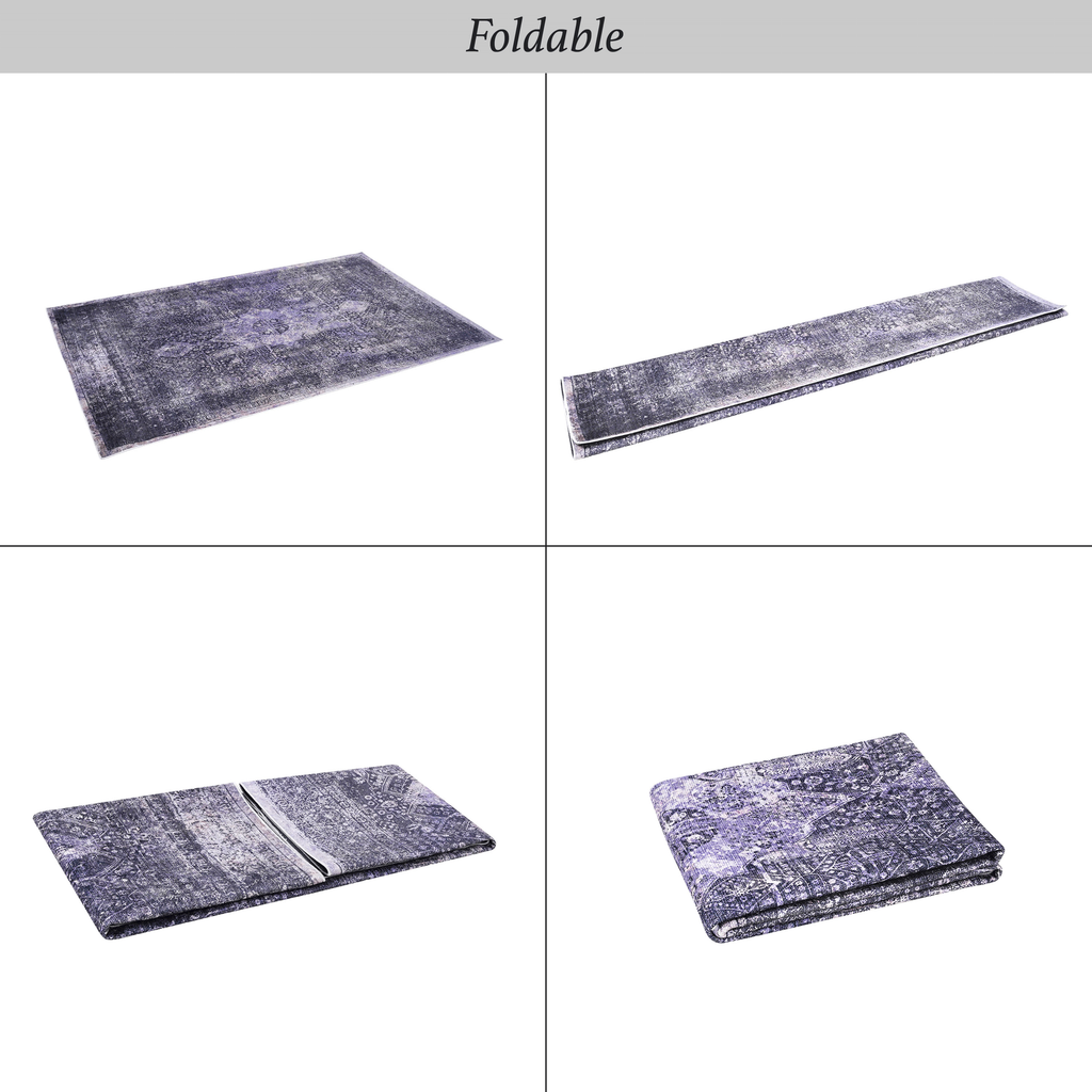 Area Rug 3x5, Washable Rug, Low-Pile, Non-Slip, Non-Shedding, Foldable, Kid & Pet Friendly - Area Rugs for living room, bedroom, kitchen, dining room rug - Perfect Gifts, (Anthracite, 3' x 5')