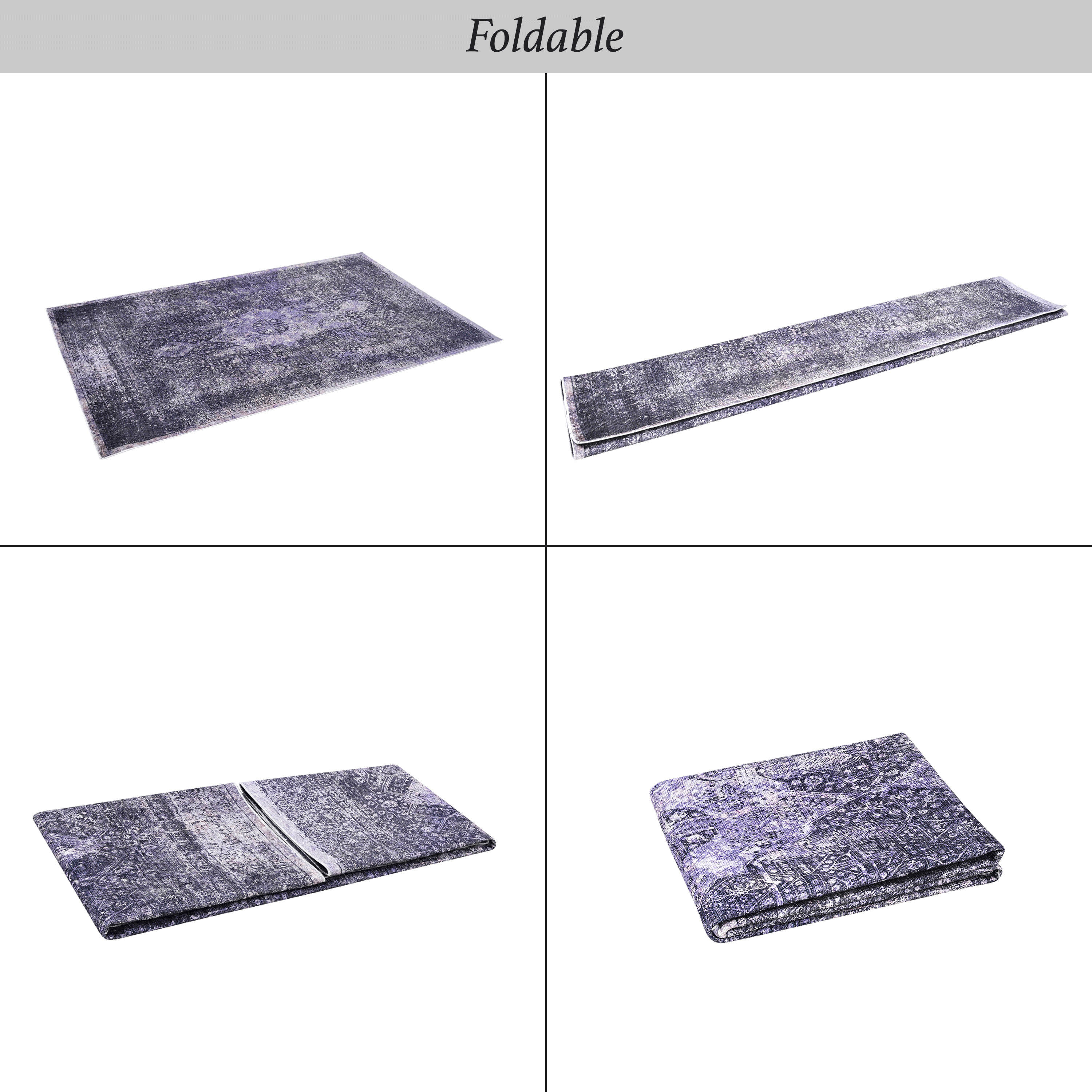 Area Rug 3x5, Washable Rug, Low-Pile, Non-Slip, Non-Shedding, Foldable, Kid & Pet Friendly - Area Rugs for living room, bedroom, kitchen, dining room rug - Perfect Gifts, (Anthracite, 3' x 5')