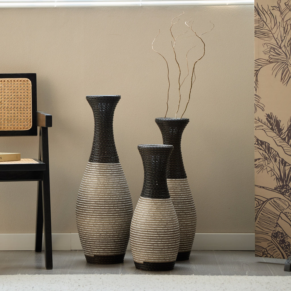 Desktop Vase, Brown Decorative Floor Vase, Classic and Neat Floor Vase, High Independent Flower Stand, Artificial Vine Vase, PVC Floor Vase, Home Decoration Flower Stand Set of 3 pieces