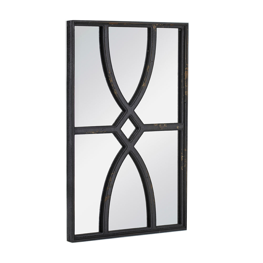 16" x 23" Rectangular  Wooden Wall Mirror with Antique Black Frame, Vertical or Horizontal Home Decor for Living Room, Set of 2