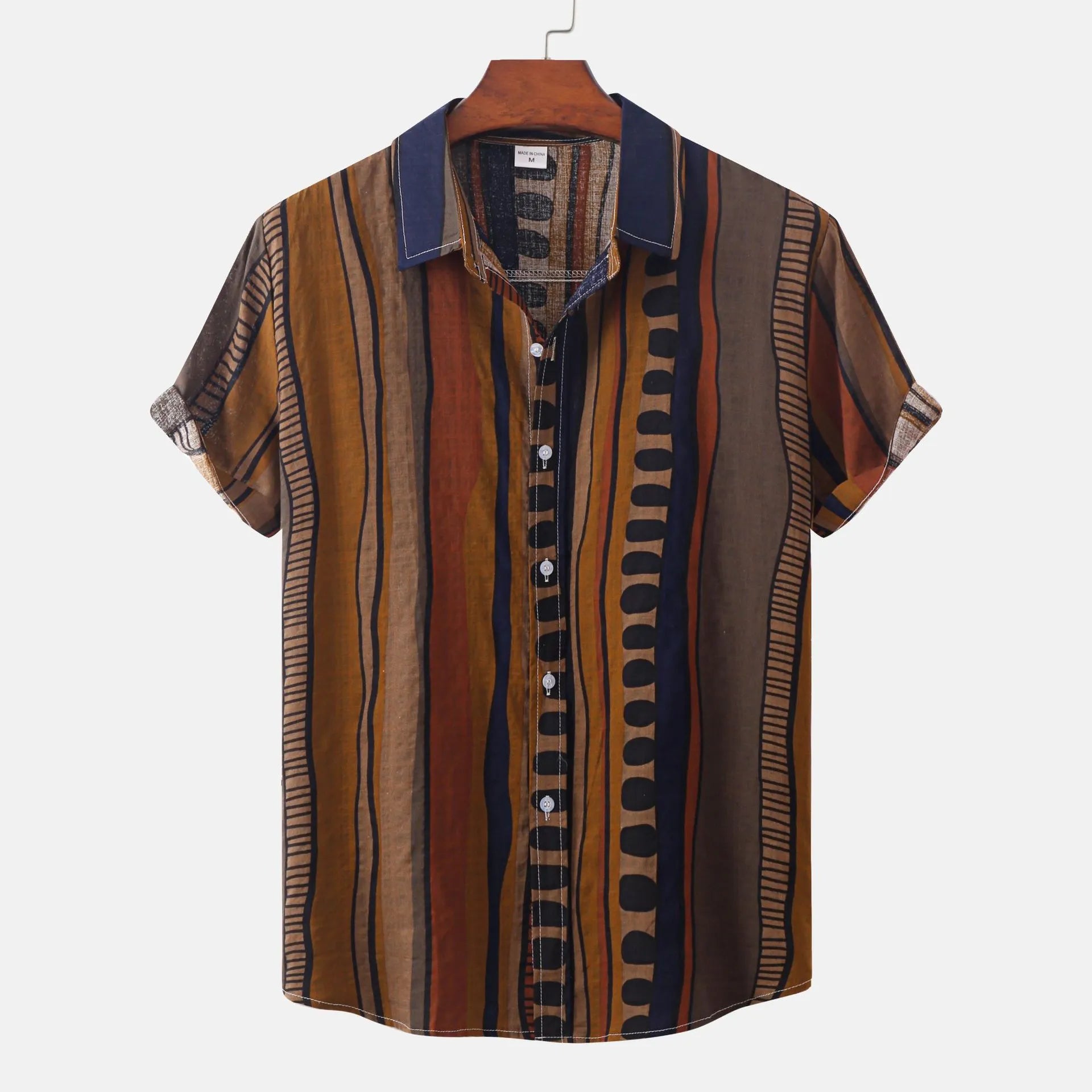 Striped Short Sleeve Button-Up Shirt