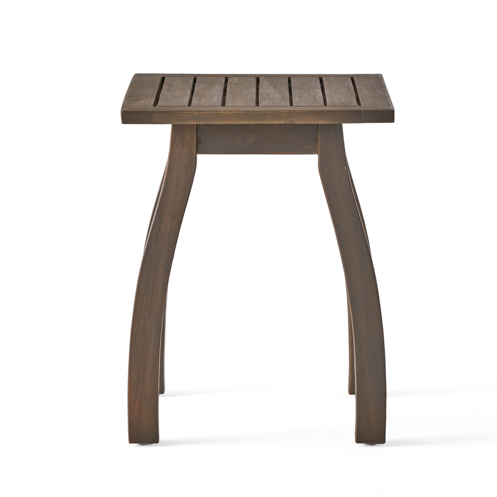 Kinesis Outdoor Side Table with Slatted Top and Wood Frame, Grey