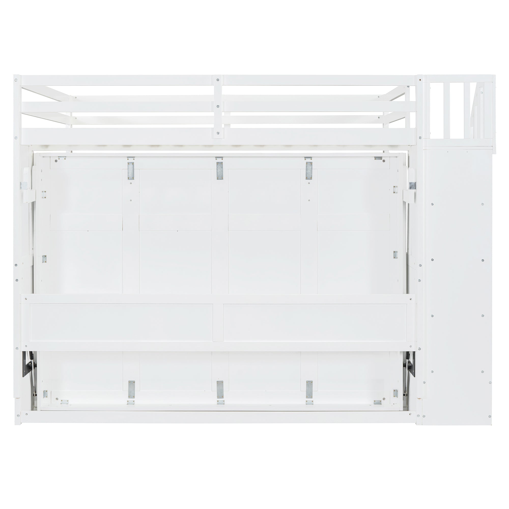 Full Over Full Size Murphy Bed with Hydraulic Lift & Desk Design, White