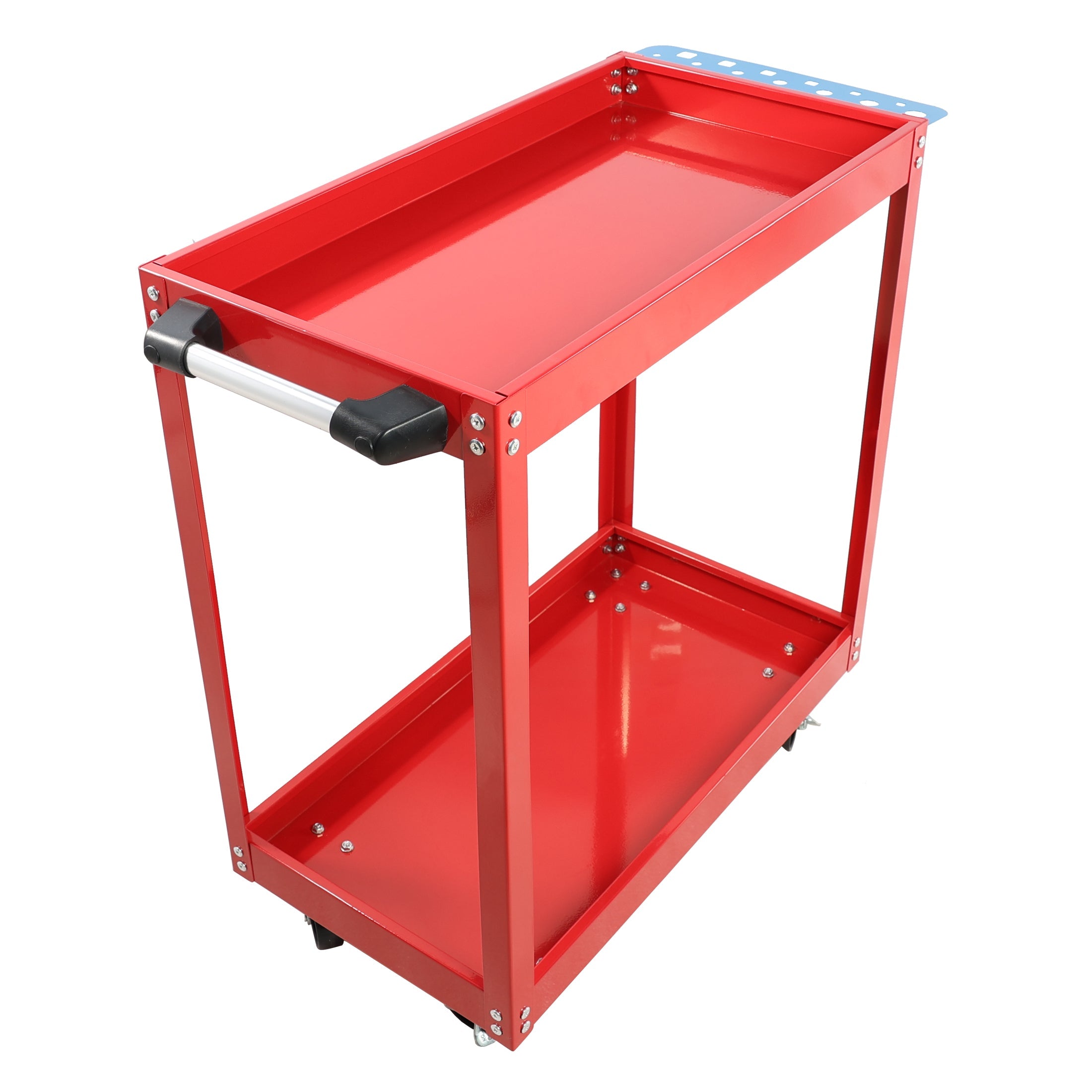 Tool Cart on Wheels,  Heavy Duty Steel Utility Cart w/Lockable Wheels, 400 LBS Capacity Industrial Service Cart for Garage, Warehouse, Workshop (Two-layer Bright Red)