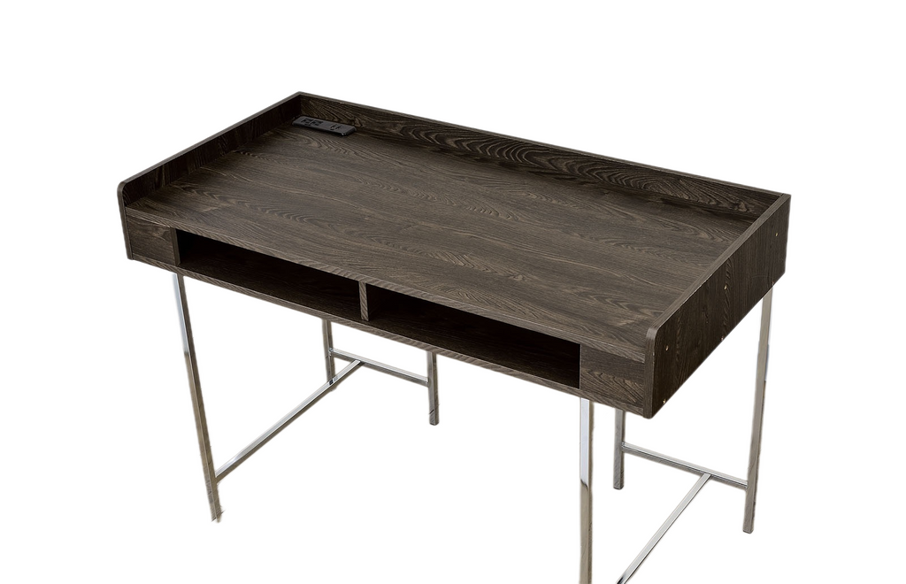 Modern Contemporary USB Supported Computer Desk With Drawer Space Providing Storage, Wood And Steel Construction