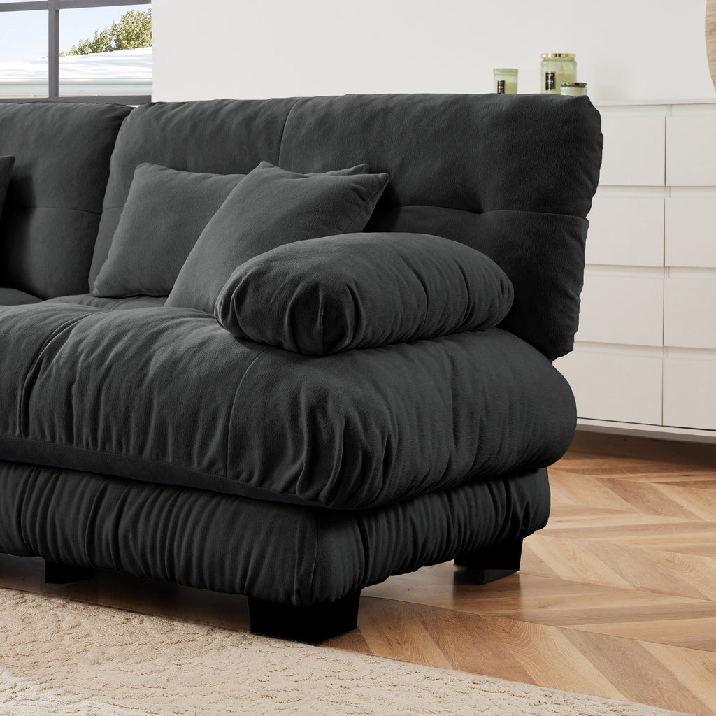 Free Combination Modular Sectional Sofa,U Shaped Couch for Living Room, 4-Seater Comfy Cloud Couch with 2 Ottomans, Chenille Gray