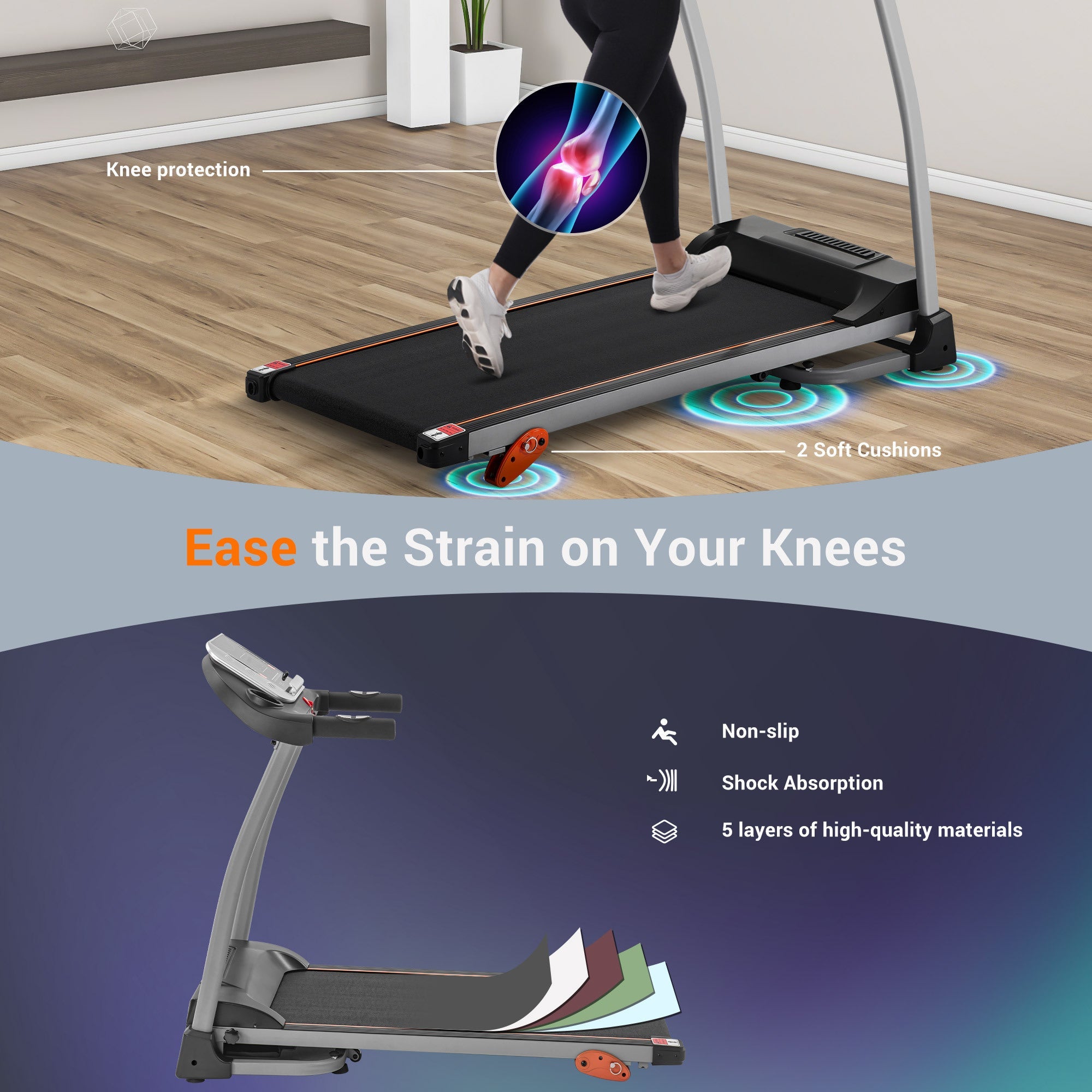 Treadmills for Home,Foldable Treadmill with Incline, 300LBS Capacity Motorized Treadmills for Running Walking Exercise,2.5HP Quiet Treadmill Machine for Home with Heart Rate Sensors & Speaker