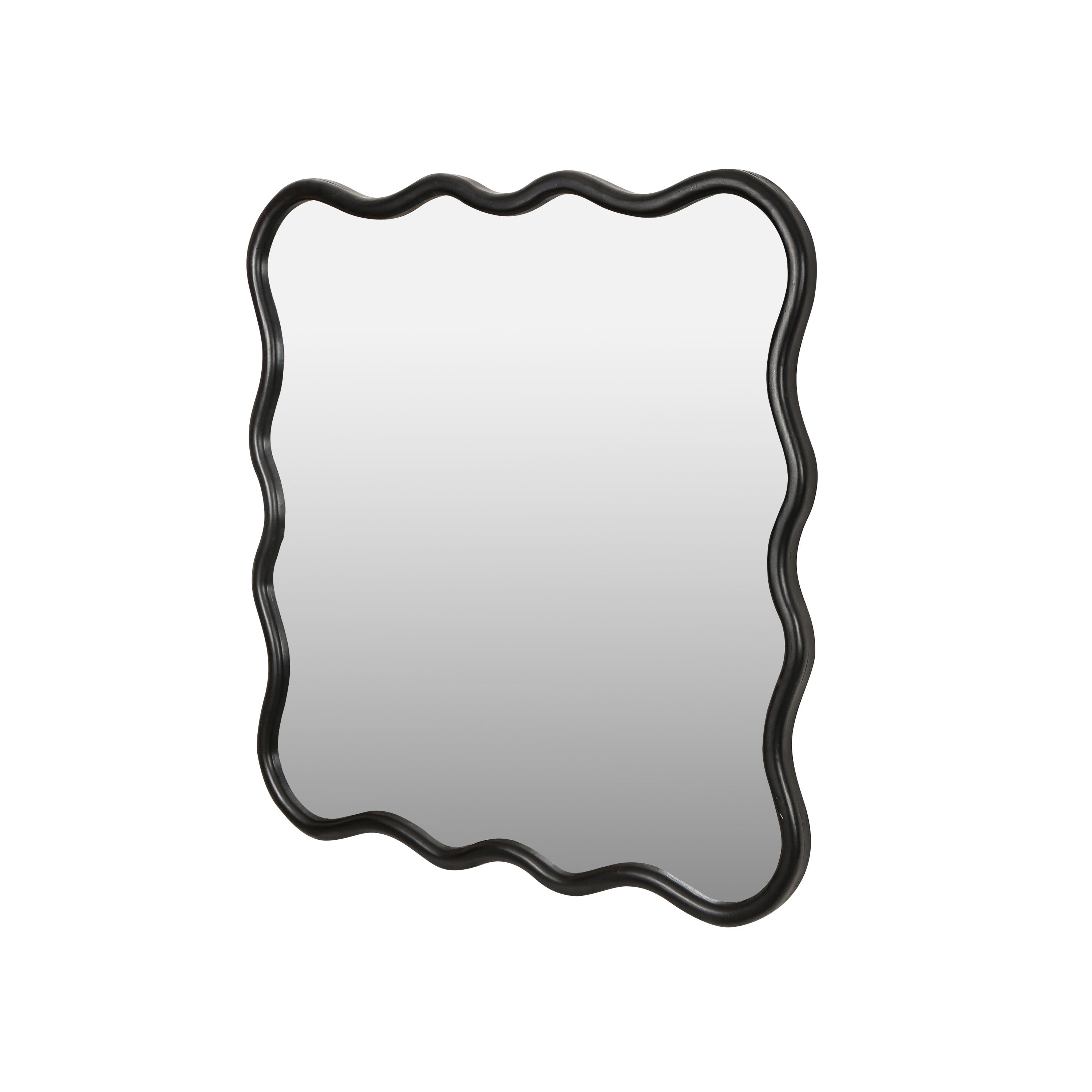 Solid Wood Wavy Square Mirror-Black 36' x 36' Modern Mirror Wall Decor for Bathroom, Bedroom, Living Room, Dining Room, Cloakroom, Entryway
