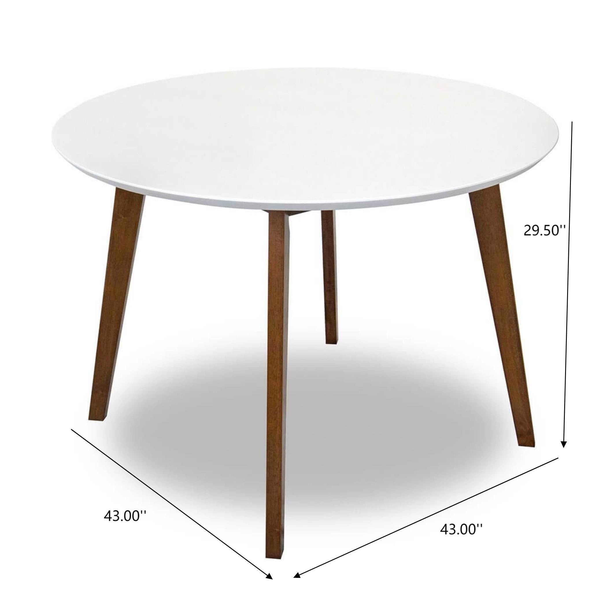 Alina Contemporary Dining Table with Smooth White Finish and Solid Wood Base 43' Diameter X 29.5' H Kitchen Dining Room Circle Dinner Pedestal Table