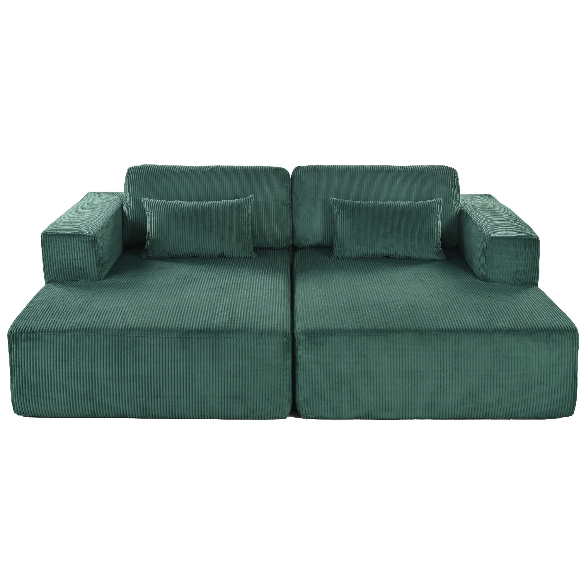 U_Style Corduroy Double Sofa Bed with 2 Pillows, Perfect for Living Rooms, Apartments, Offices
