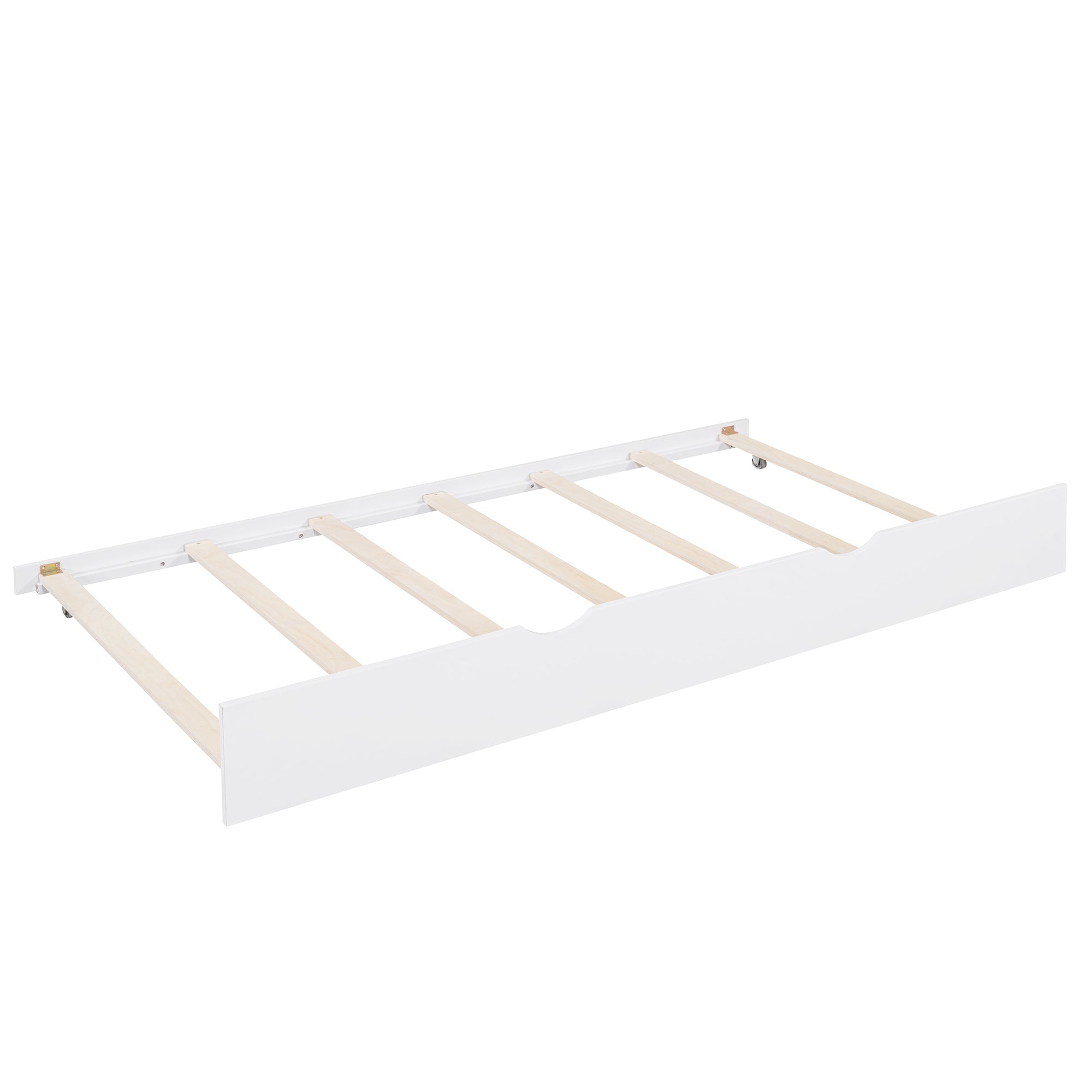 Wooden Full Size House Bed with Trundle,Kids Bed with Shelf, White (Old SKU: WF297070AAK)