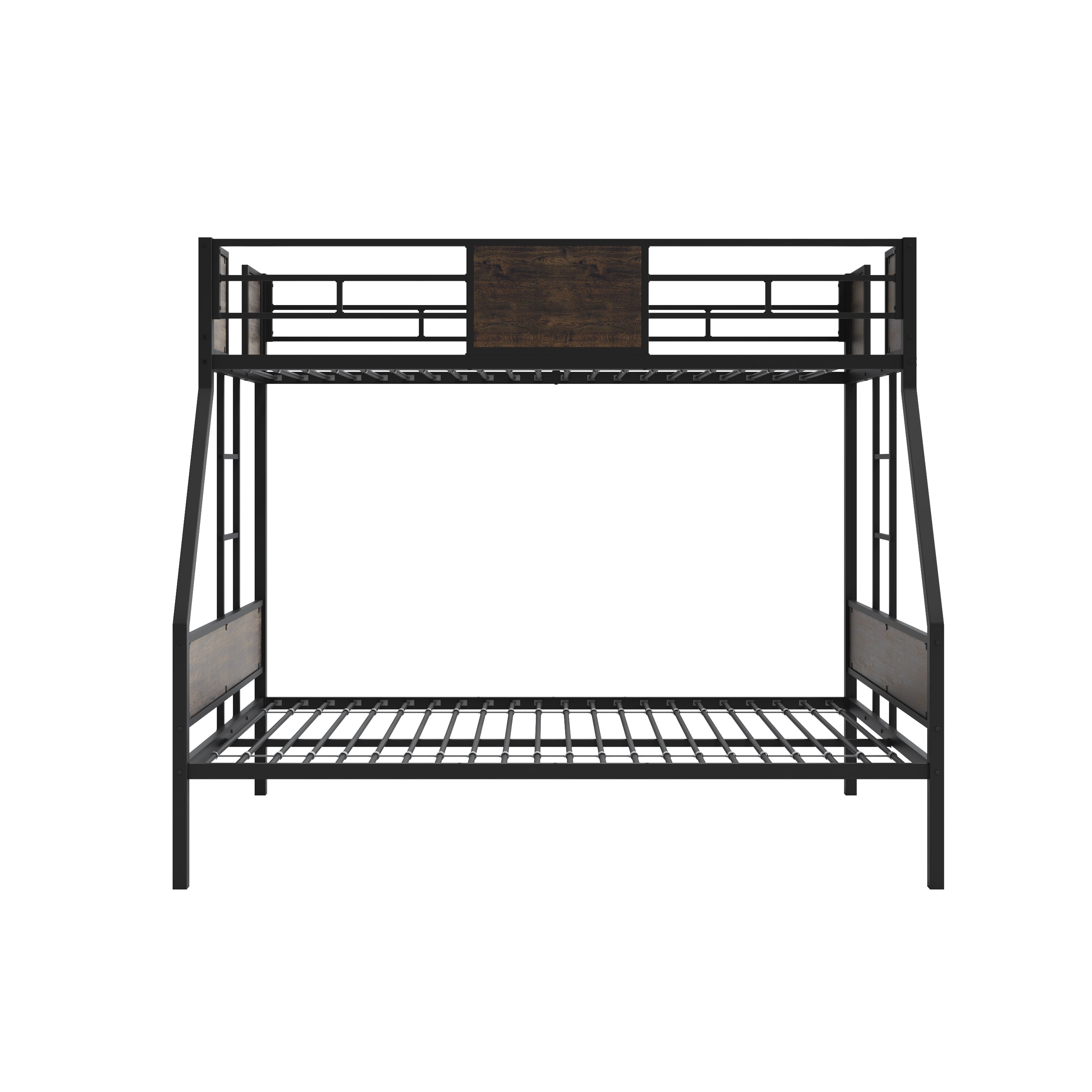 Twin Over Full Bunk Beds, Metal Bunk Bed Frame with Safety Guardrail and 2 Ladder for Kids,Sturdy Metal Frame and Protective Board Supports, No Box Spring Needed, Easy Assembly