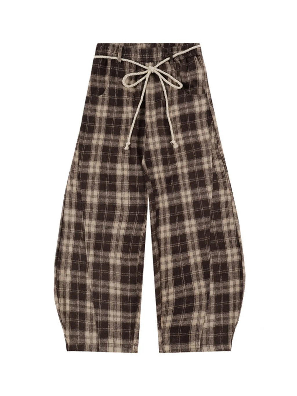 Relaxed Plaid Wide Leg Pants