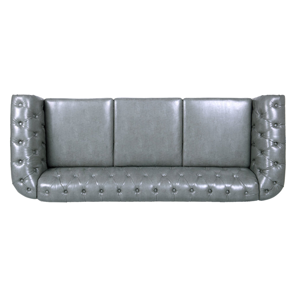 84.65' Rolled Arm Chesterfield 3 Seater Sofa.