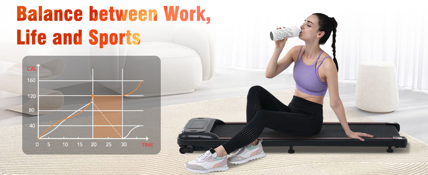 NEW Walking Pad Under Desk Treadmill for Home Office -2.5HP Walking Treadmill With Incline 0.5-4MPH 265LBS Capacity Treadmill for Walking Running - Wristband Remote