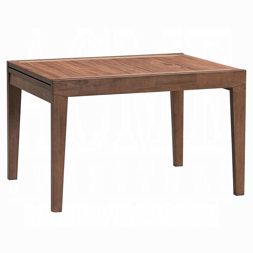 Walnut Finish Extendable Dining Table Modern Kitchen Dining Wooden Furniture 1pc Self Storing Leaf