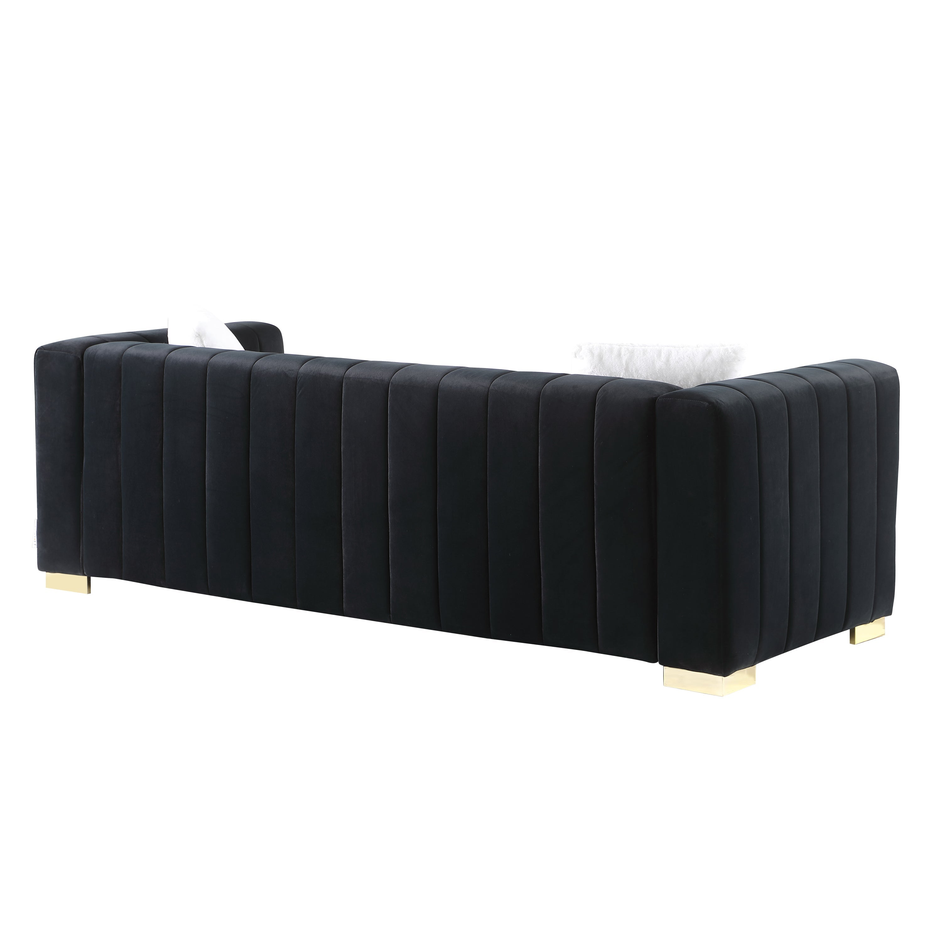 A modern  channel sofa  take on a traditional Chesterfield,Black color,3 seater