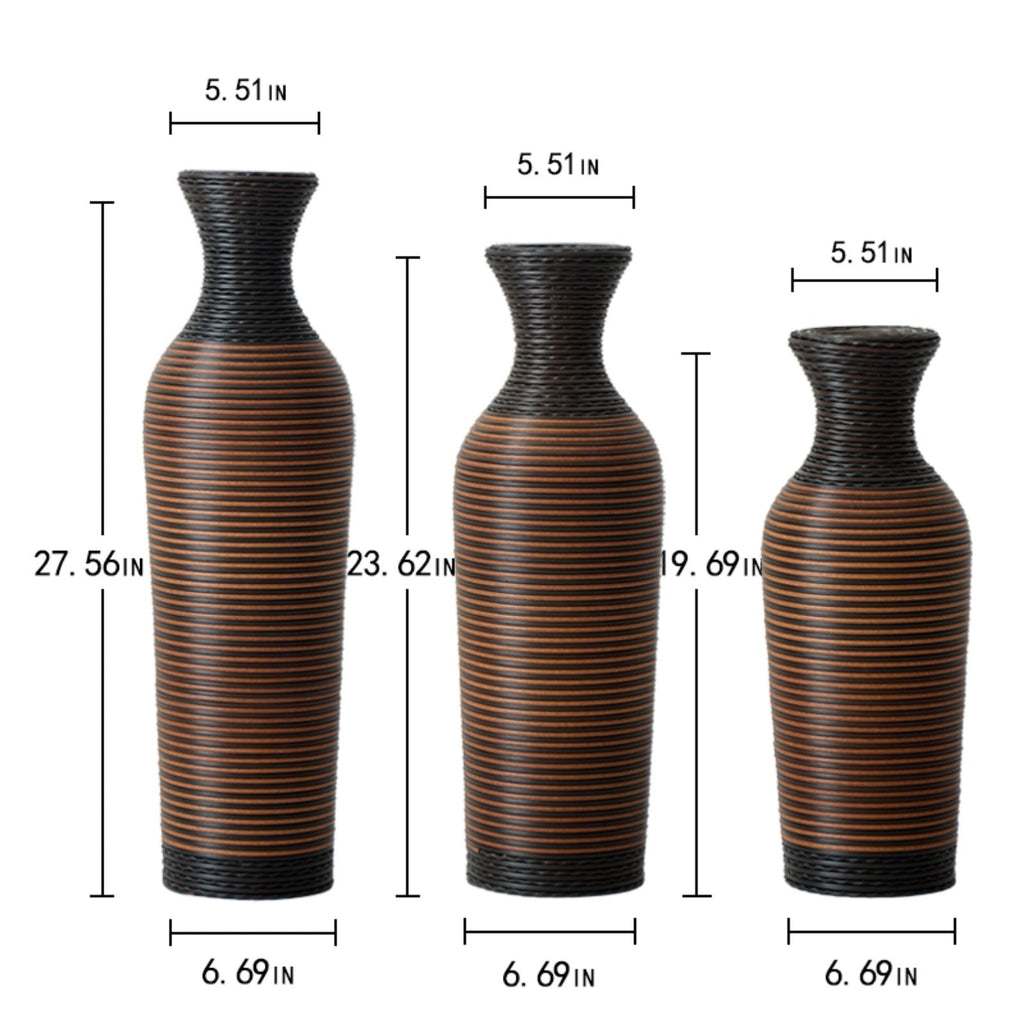 Desktop Vase, Brown Decorative Floor Vase, Classic and Neat Floor Vase, High Independent Flower Stand, Artificial Vine Vase, PVC Floor Vase, Home Decoration Flower Stand Set of 3 pieces