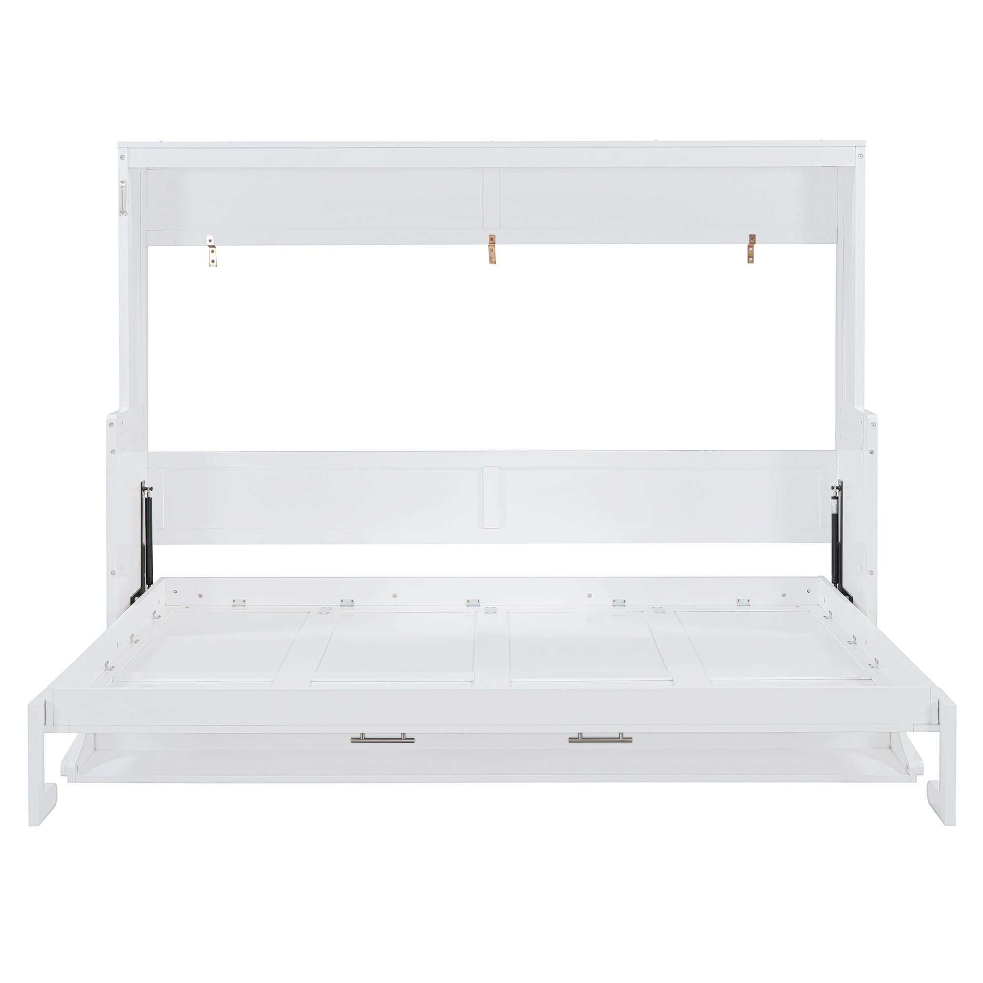Queen Size Murphy Bed with Hydraulic Lift & Desk Design, White(OLD SKU: N820S00033K)