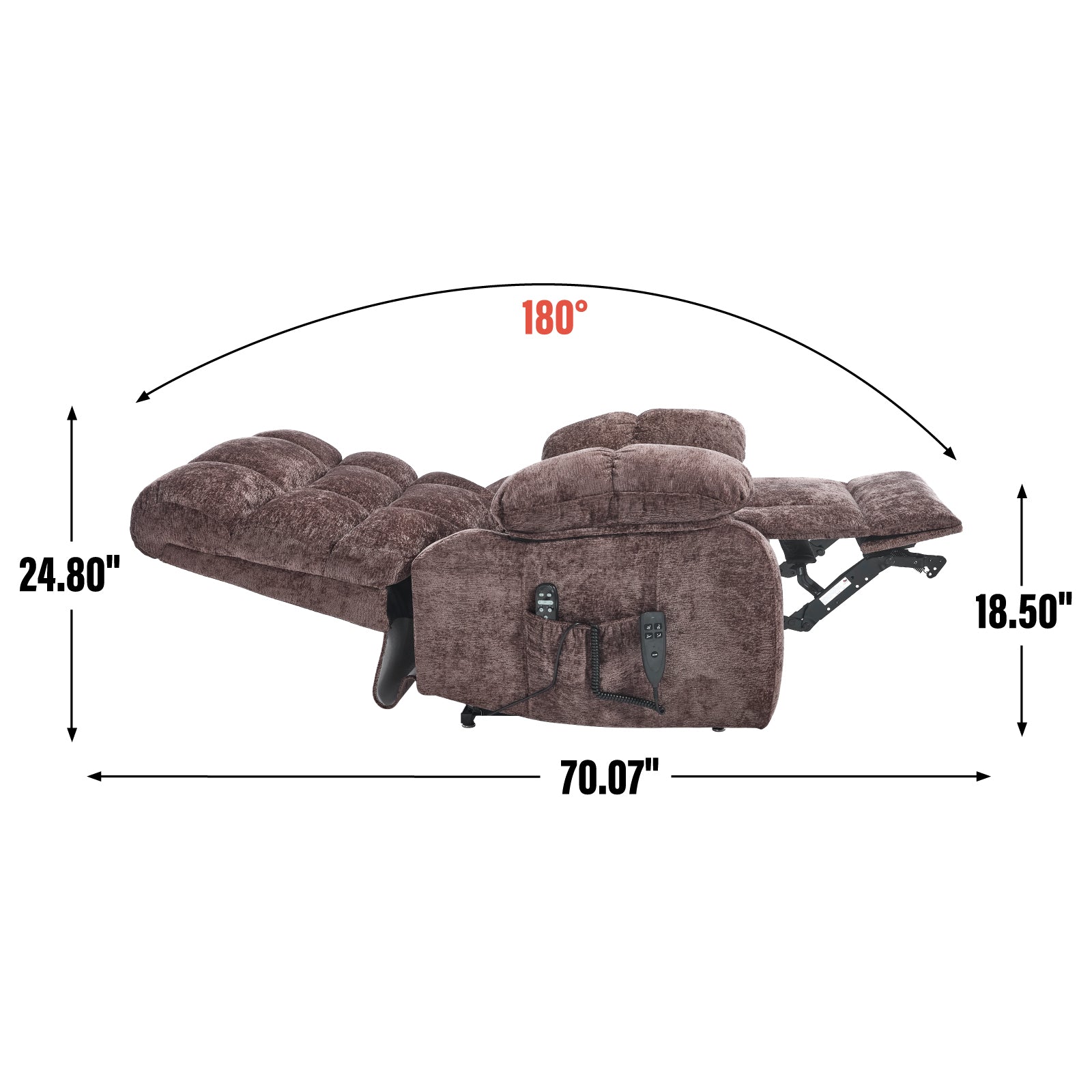 Lift Recliner Chair Heat Massage Dual Motor Infinite Position Up to 350 LBS Large Electric Power Lift Recliners with Power-Remote, Medium-firm and Heavy duty, Brown