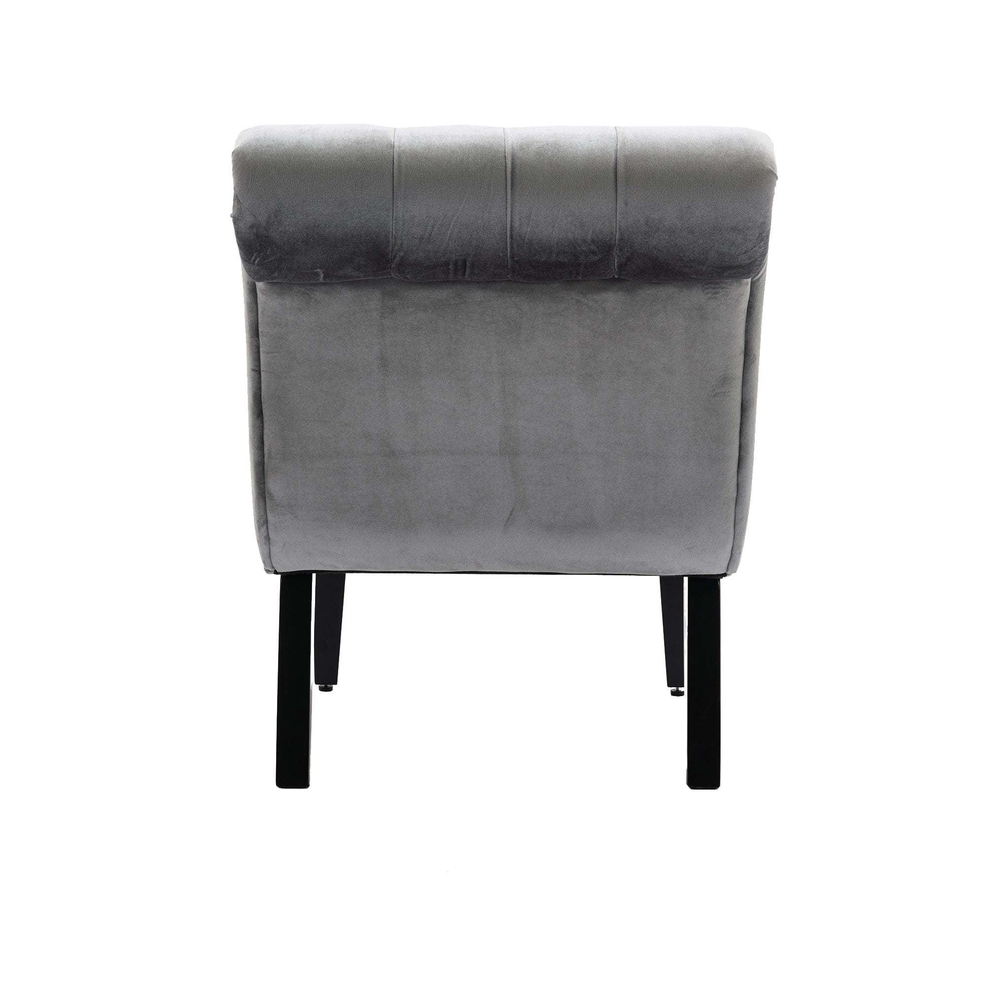 COOLMORE Modern Velvet Armless Accent Living Room Chair / Leisure Chair,Upholstered Fabric Button Comfortable Chair with Wooden Legs for Bedroom, Living Room, Office (Silver Velvet)