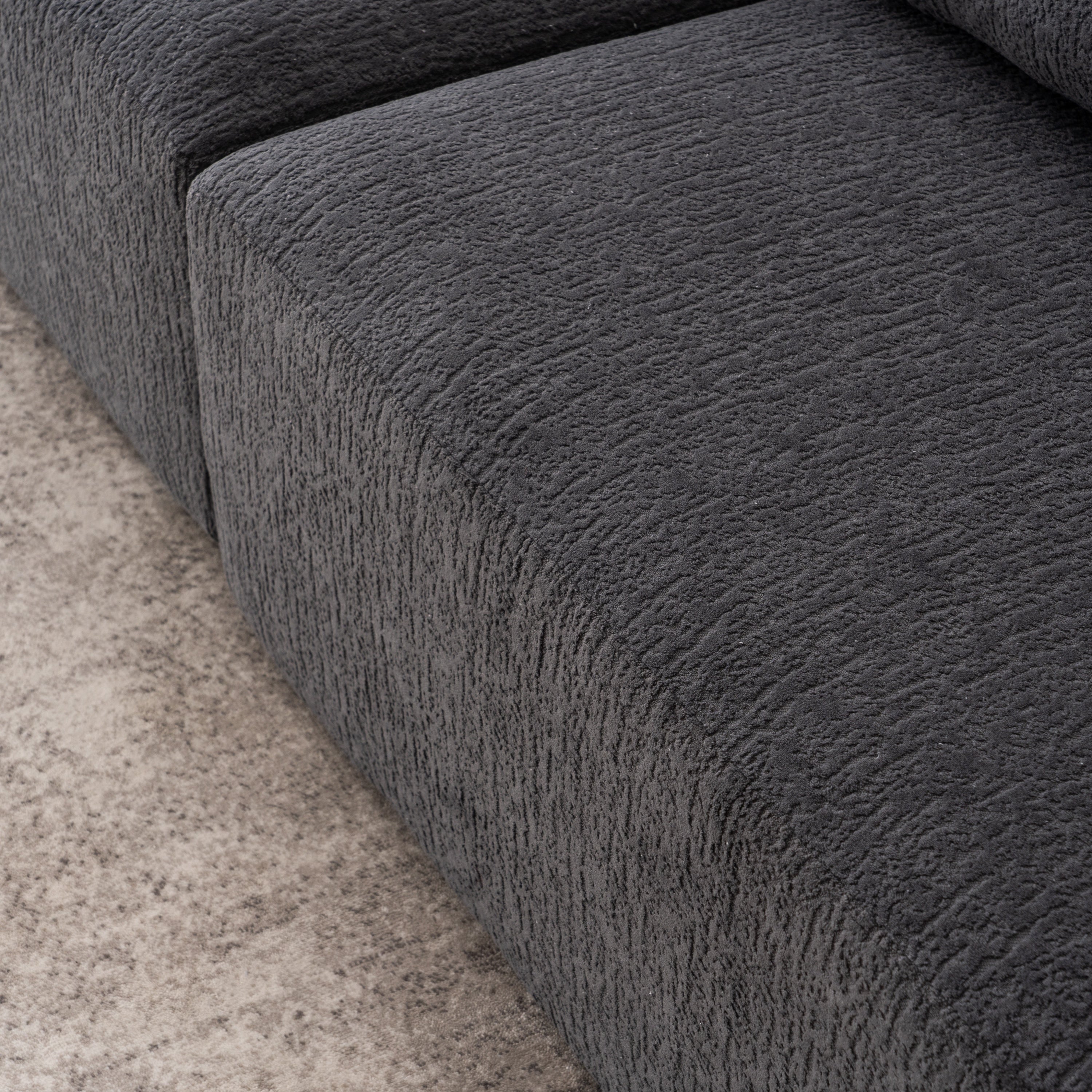 LY-029 GRAY COMPRESSION SOFA: 4-seater combined sofa, Wood Grain Chenille fabric, full sponge compression sofa,combined sofa with 2 pillows  for living/ Home Furniture/ Apartment