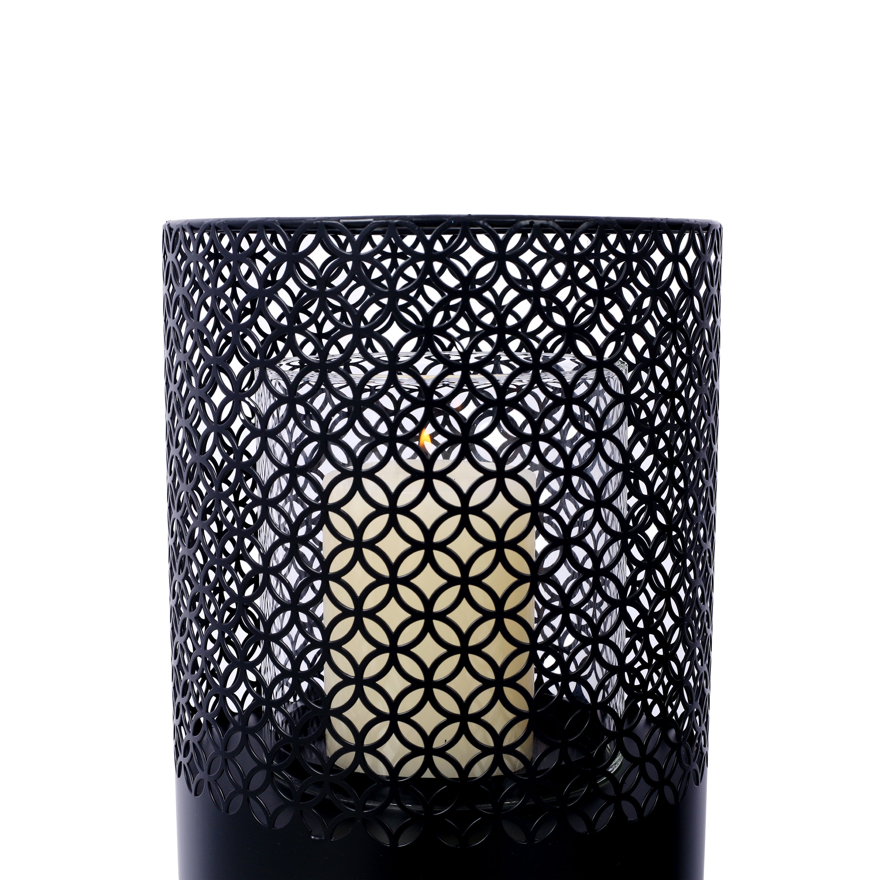 Lantern Column, Set of 2, Decorative Column for Garden in  Industrial Design, Lantern for Outdoor and Indoor, Lantern Including Candles, Oriental, 37 1/2+ 29 1/2 in