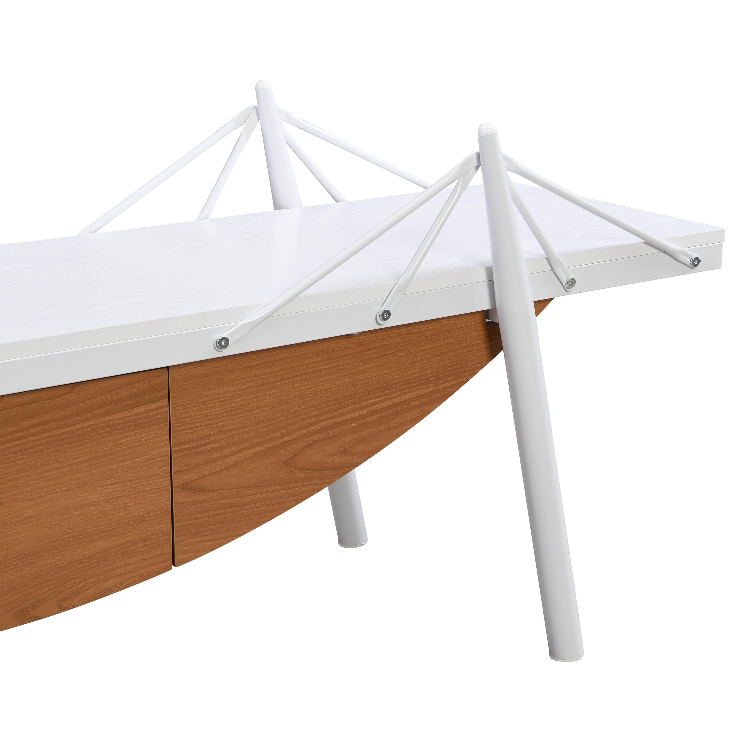 Sailboat-Shaped TV Stand, 70.87 inch Modern Entertainment Center with Drawer, MDF Wood Media Console Table, Unique Nautical Design, Sturdy Metal Support, Storage Cabinet for Living Room and Office