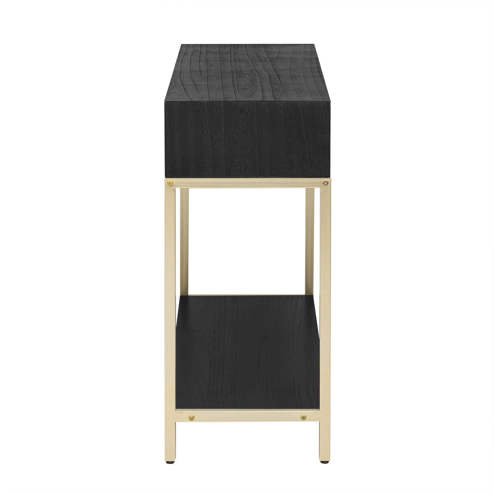 TREXM Entryway Table, Console Table with Two Drawers, Retro Hallway Table with Striking Geometric Design for Entryway and Living Room (Black)