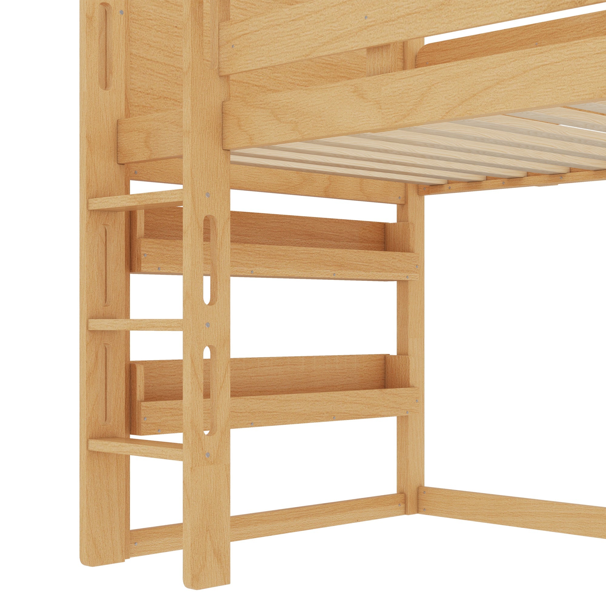 Twin Size Loft Bed with Bookshelf Playful Design for Kids House-Shaped Structure with Slide High-Quality Safety Rails,Natural