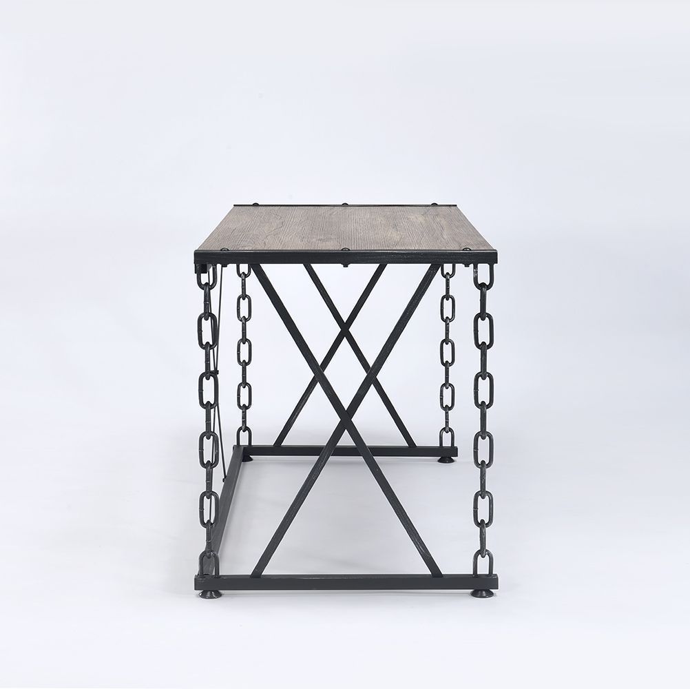 Jodie Rustic Oak & Antique Black Finish Console Table
