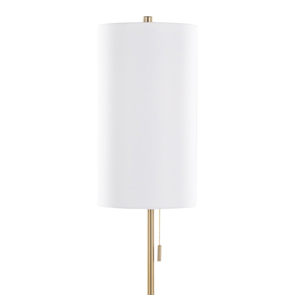 Bounty 62' Contemporary Metal Floor Lamp in Gold Metal with White Linen Shade from Grandview Gallery by LumiSource
