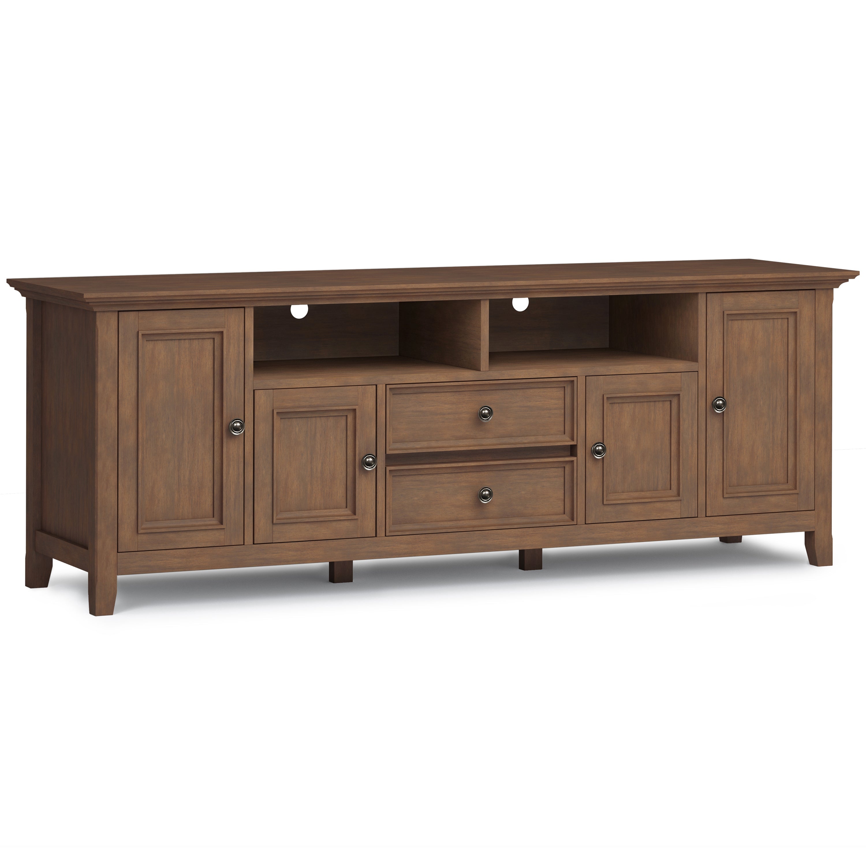 Amherst 72 inch Solid Wood TV Media Stand in Rustic Natural Aged Brown
