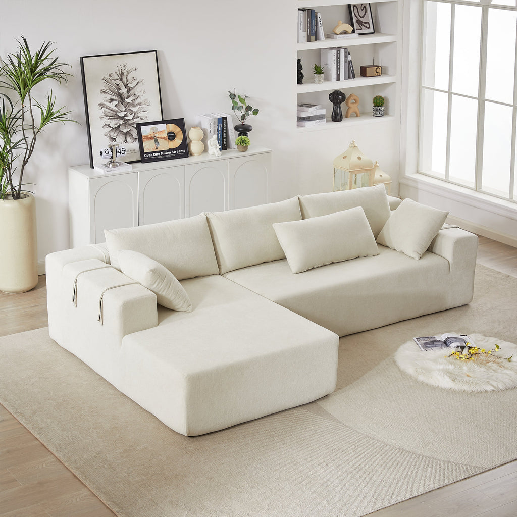 Modern Chenille Upholstered Sectional Sofa Couch Set,Modular 108' L Shaped Sectional Living Room Sofa Set With 6 Pillows,Free Combination Sofa Couch for Living Room,Bedroom(Left Chaise)