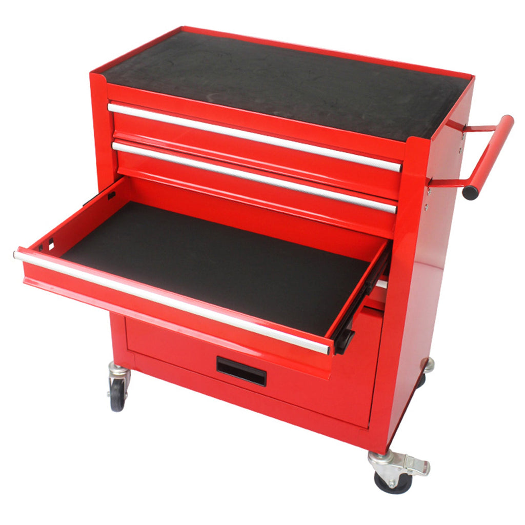 4 DRAWERS MULTIFUNCTIONAL RED TOOL CART WITH WHEELS