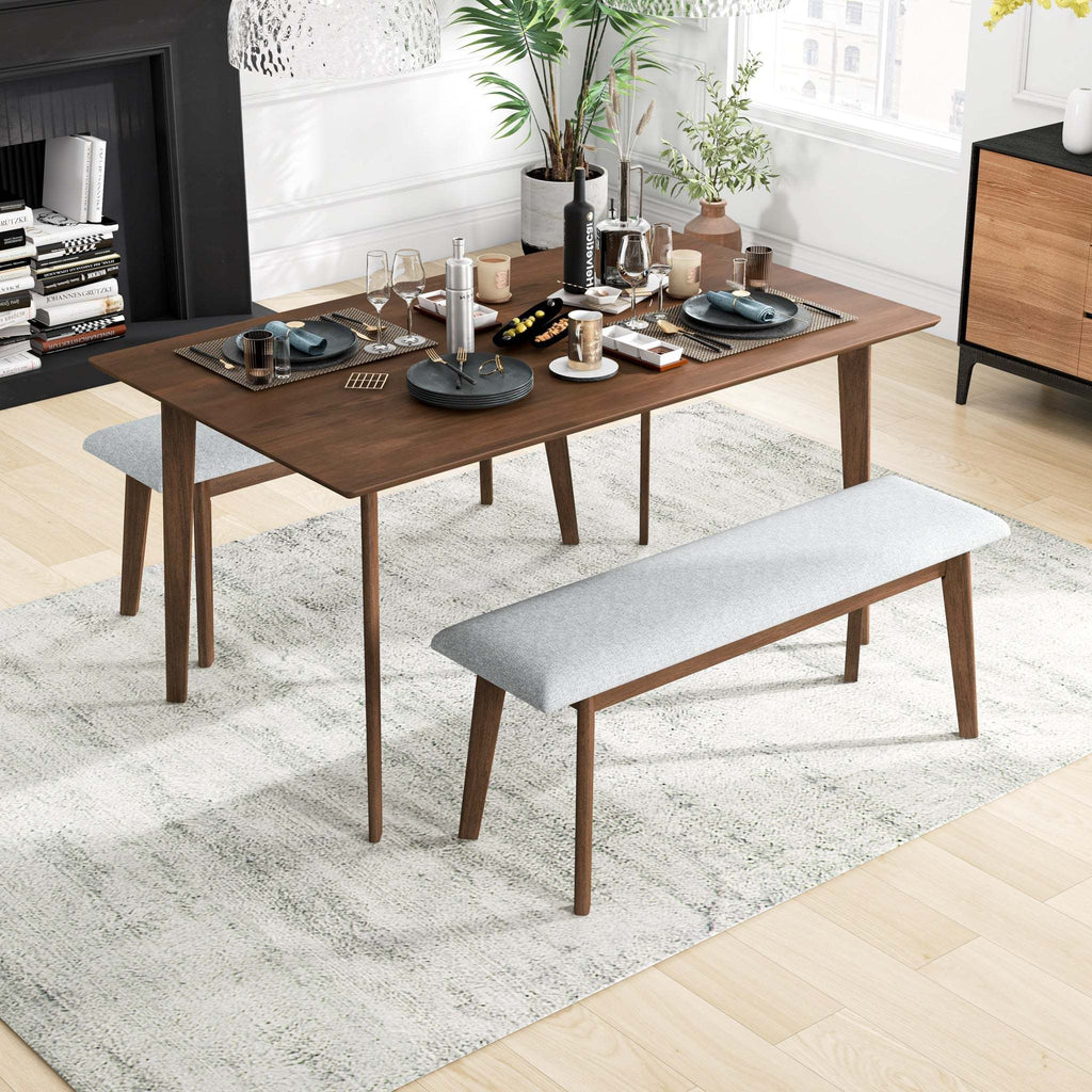 Carlos Mid-Century Modern Solid Wood Dining Table with Beveled Edges in Brown