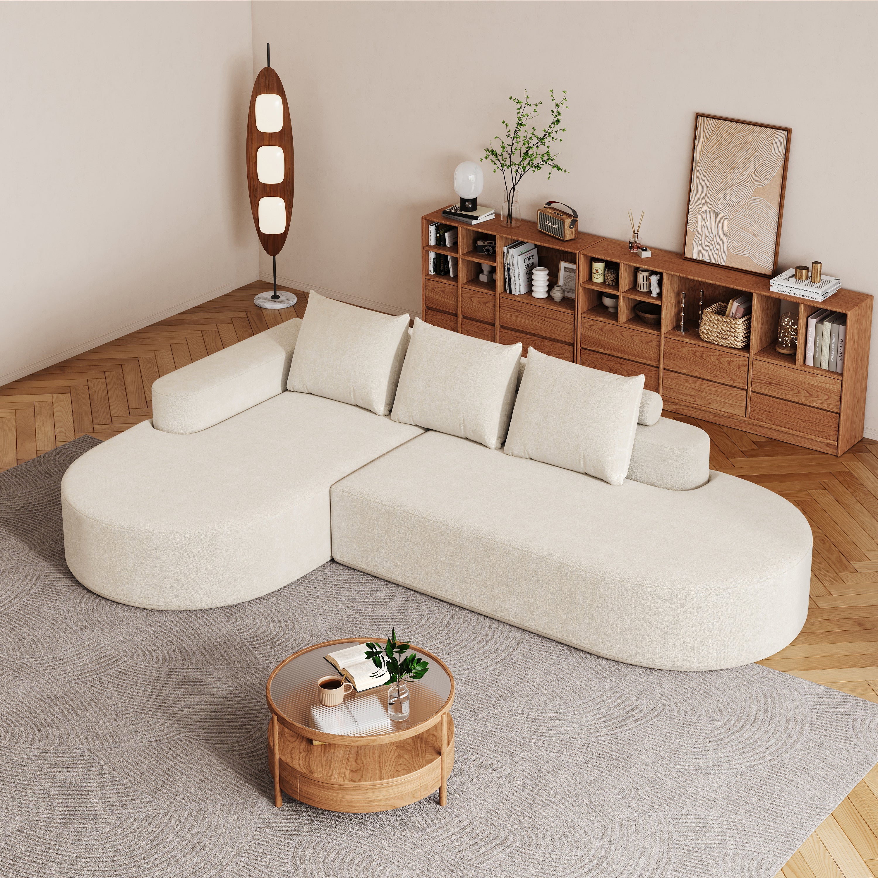 Modern Curved sofa ,Chenille Upholstered Sectional Sofa Couch Set,Modular 108.5' L Shaped Sectional Living Room Sofa Set With 3 Pillows,Free Combination Sofa Couch for Living Room,Bedroom