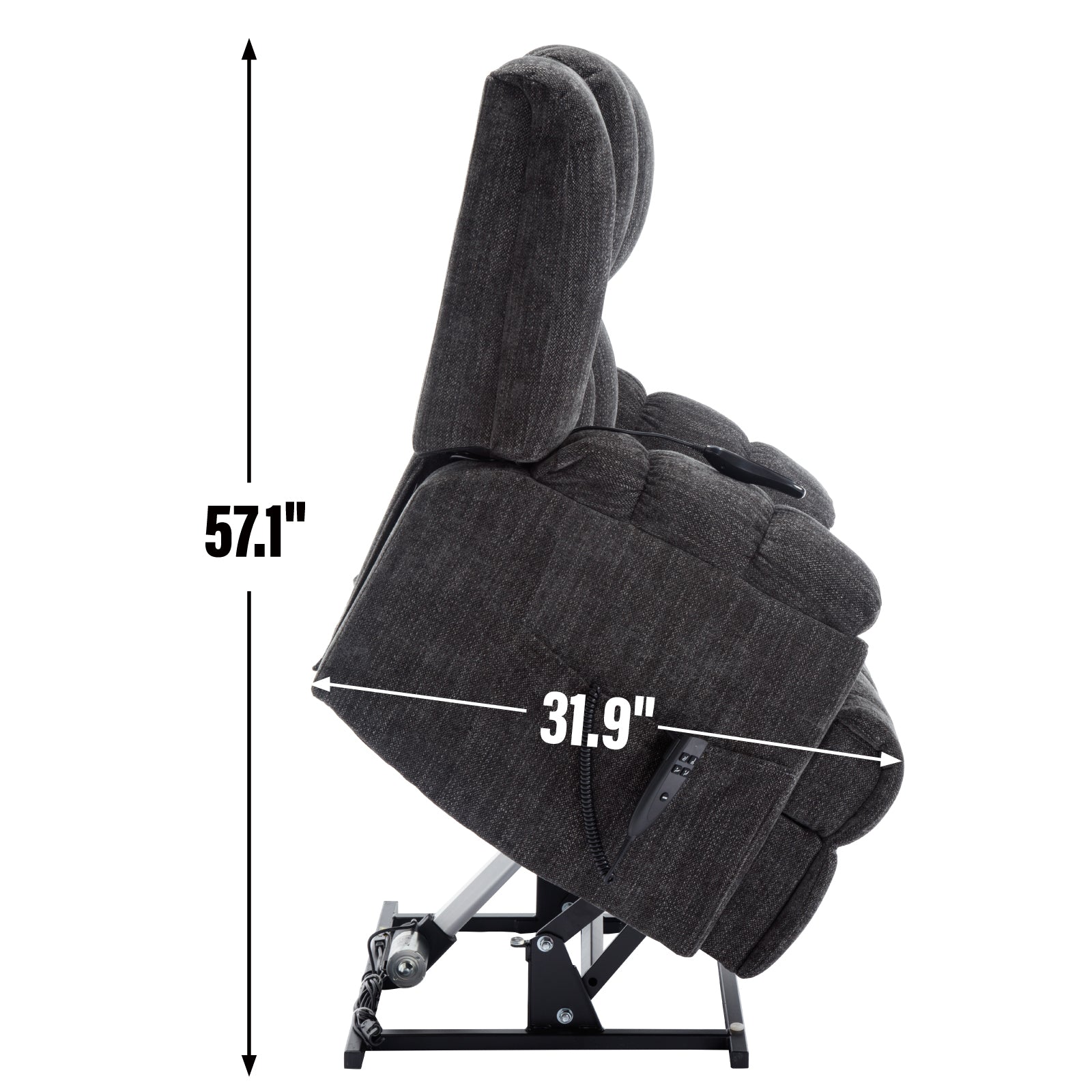 Dual Motor Heat Massage Infinite Position Up to 350 LBS Electric Power Lift Recliners with Power-Remote, Medium-firm and Heavy Duty, Grey