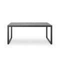 Modern Outdoor Dining Table with Black Aluminum Frame, Slatted Top, and U-Shaped Legs – 70' x 35'