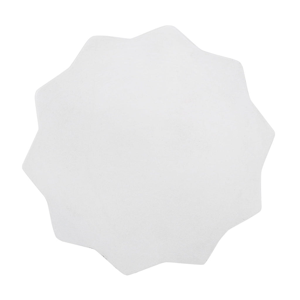 Modern Outdoor Lightweight Concrete Side Table with Geometric Design in Antique White