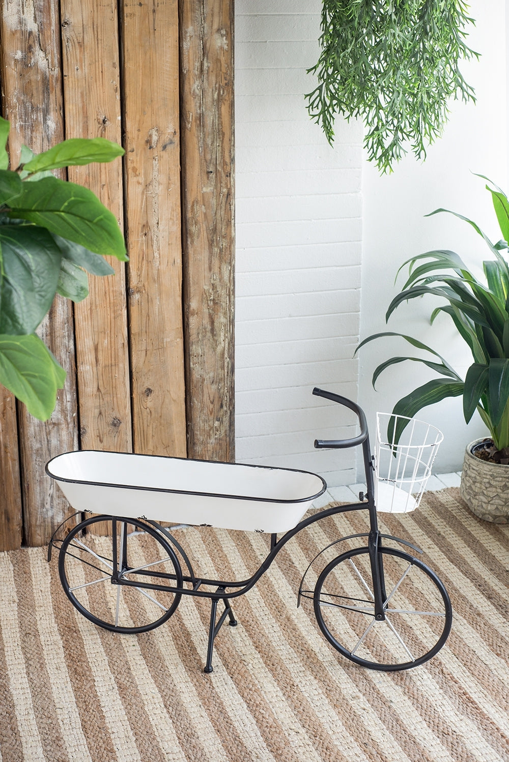38.5x14.5x25.5' Black and White Bicycle Plant Stand Planter